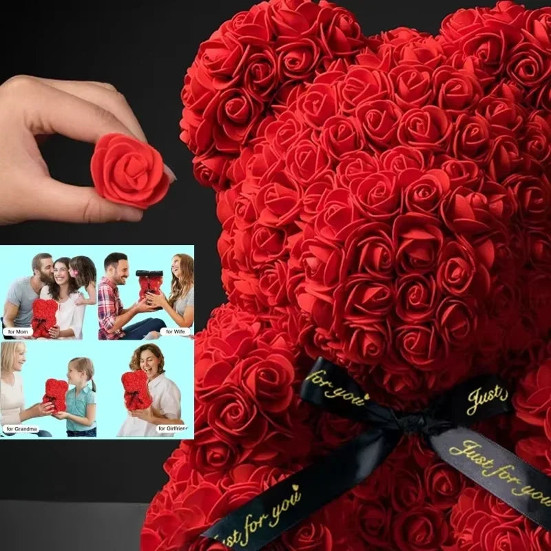 2026 Artificial Flower Eternal Rose Teddy Bear for 520 Mom Father's Day Birthday Valentine's Day Anniversary Gifts & Decorations