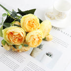 Ramo de Peonía y Rosa de Seda — 12 Colores, Hogar, Boda y Decoración Festiva
