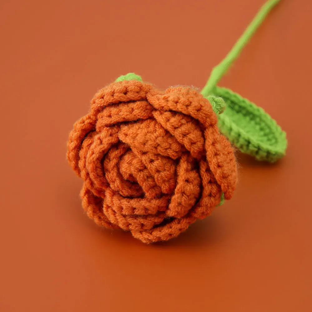 Hand Woven Roses Tulip Simulation Flower Preparation Handmade Flower Diy Wool Knitting Homemade Crochet Bouquet Finished Product