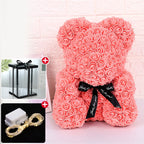Oso de Rosas con Caja y Luz LED — Regalo Romántico, 7 Colores, San Valentín