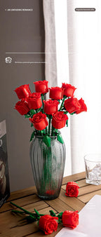 Eternal Building Rose Couple 3D Red/Pink/Blue Rose Toys Bouquet Love Home Decoration Mother's Day Valentine's Day Birthday Gift