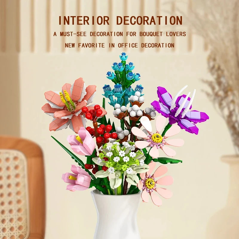 Eternal Block Flower Assembly Bouquet Desktop Decoration Block Flower Children's Puzzle Assembly Toy Bouquet