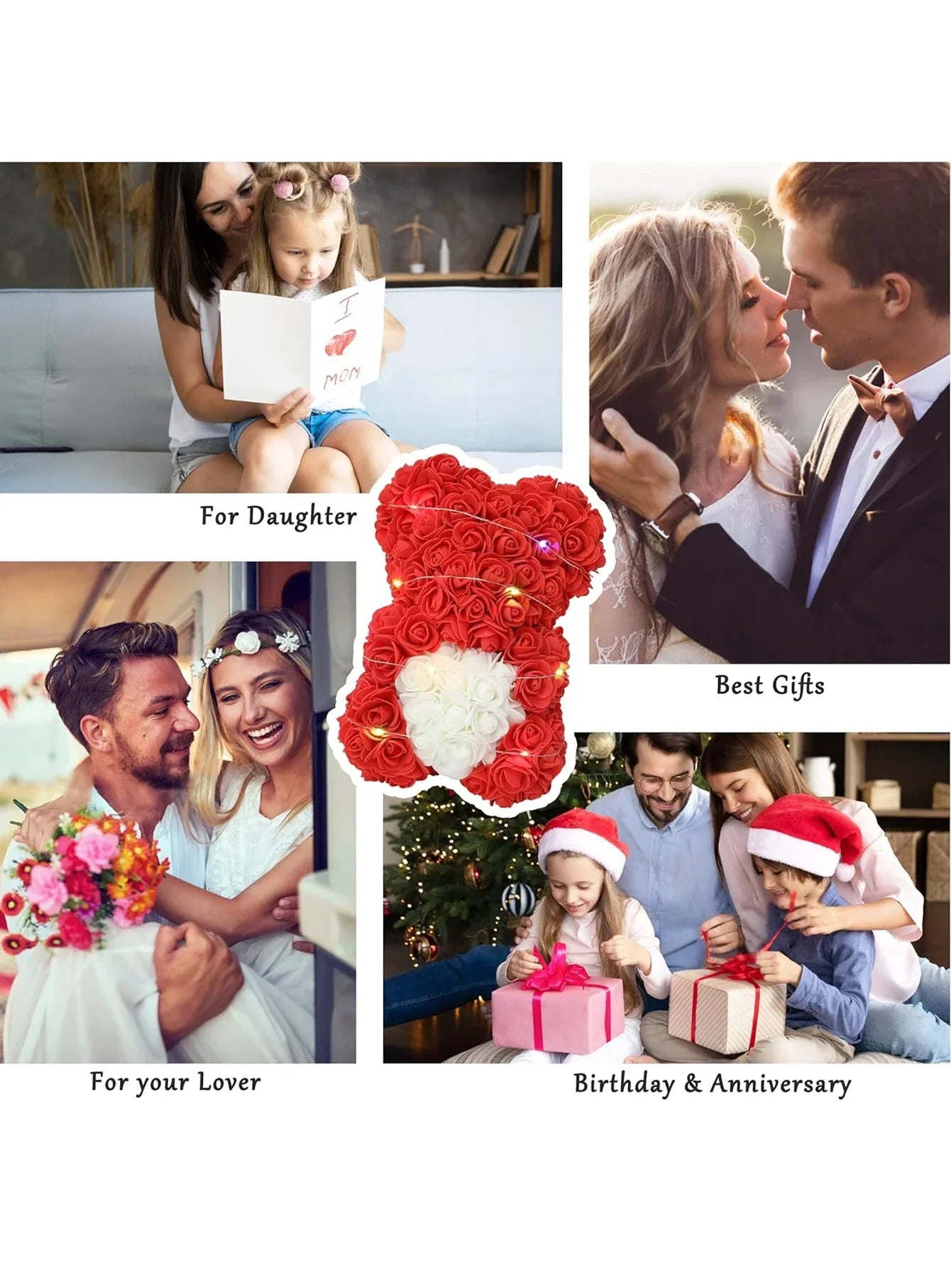 1pc 25m Artificial Flower Eternal Rose Teddy Bear for Mom Mother's Day Birthday Valentine's Day Anniversary Gifts & Decorations