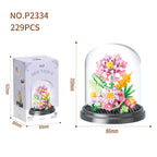 Eternal Flower Red Rose Bouquet Desktop Decoration Bonsai Romantic Building Blocks Bricks DIY Toy Valentine's Day Gift for Girls