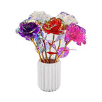 Eternal Rose Colorful Galaxy Artificial Flowers 24K Gold Foil Flower Love Base Flare box for Girlfriend Valentine's Day Gift