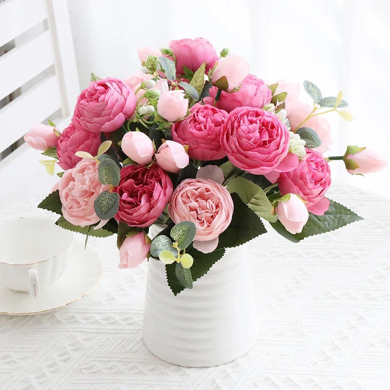 Rosas de Seda Flor Grande — Ramo Lujoso, 34 Colores, Disponible al Mayor
