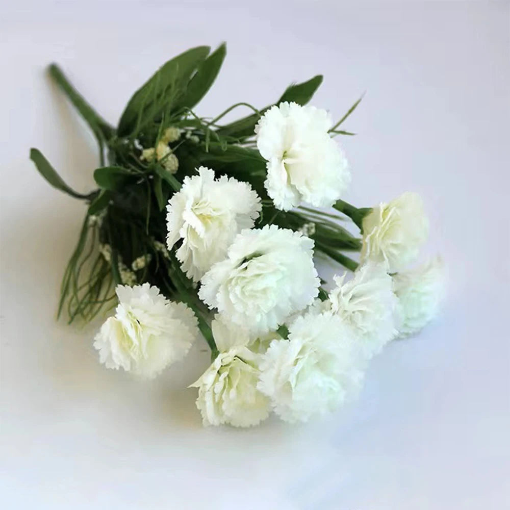 Ramo de Claveles de Seda UV Exterior — Sin Decoloración, 8 Colores, Hogar y Boda