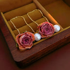 New Red Eternal Rose Dangle Earrings for Women French Elegant Temperament Earring Vintage Luxury Jewelry Manufacturers Wholesale