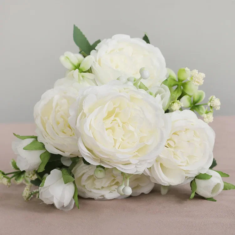 Rosas de Seda Flor Grande — Ramo Lujoso, 34 Colores, Disponible al Mayor