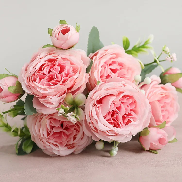 Rosas de Seda Flor Grande — Ramo Lujoso, 34 Colores, Disponible al Mayor