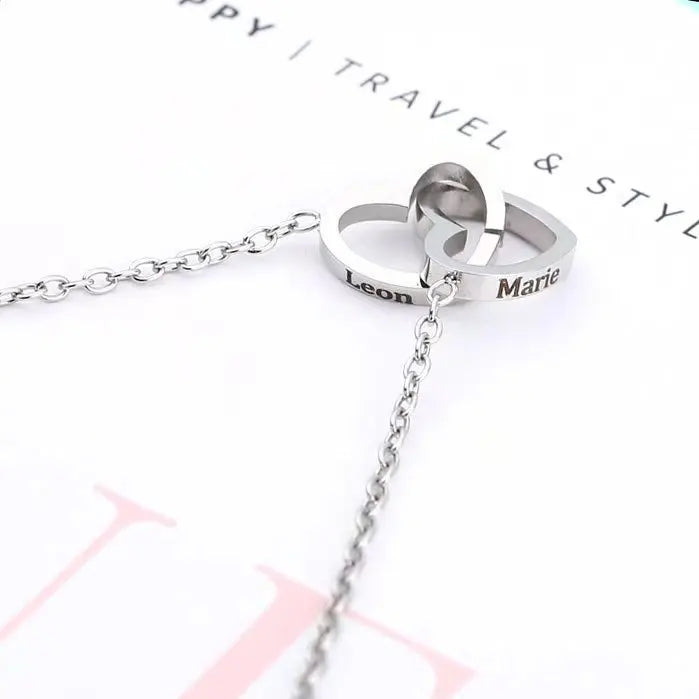 Eternal Rose Round Jewelry Box Personalized Custom Engraved Name Necklace Heart Pendant Women Valentine's Day Christmas Gift
