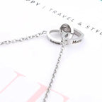 Eternal Rose Round Jewelry Box Personalized Custom Engraved Name Necklace Heart Pendant Women Valentine's Day Christmas Gift