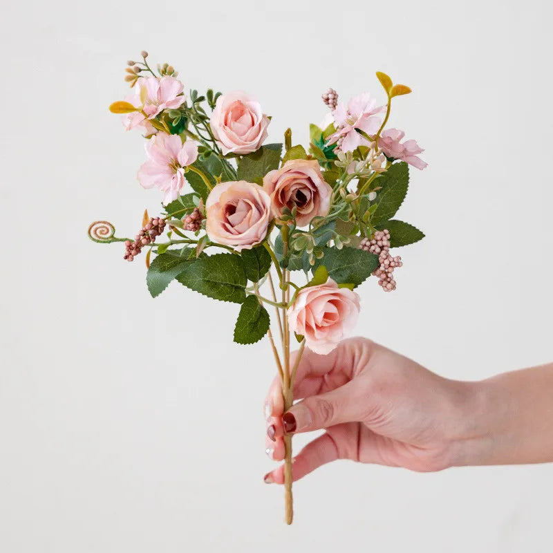 Ramo de Peonía y Rosa de Seda Otoño — 6 Colores, DIY Sala, Jardín y Boda