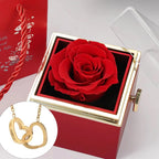 Eternal Rose Box -Heart Necklace & Soap Flower Gift Box Customize Heart Name Necklace Valentine's Day Gift for Women For Mom