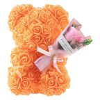 24cm Size Eternal Rose Bear Flower Bouquet Long Lasting Rose Bear Creative Design Artificial Rose Artificial Foam Flowers Bear