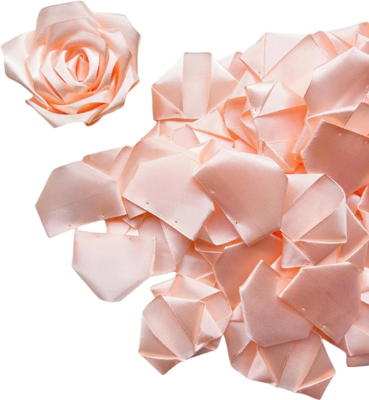 Yannew 300pcs Premade Handcrafted Silk Rose Petals for DIY Eternal Rose Flowers Bouquets with Stem Leaf Birthday Gifts for Women