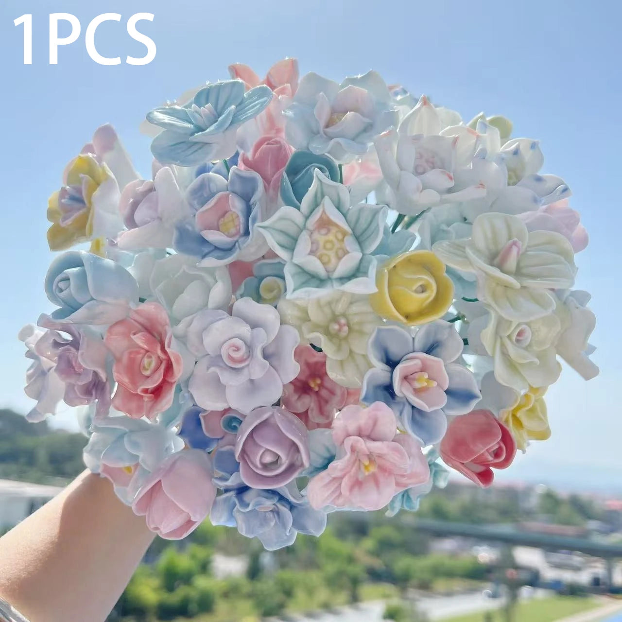 Jingdezhen Handmade Ceramic Eternal Flower, Hand Pinched Artificial Flower, Home Decor Craft Ornament