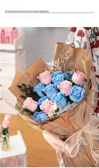 Eternal Building Rose Couple 3D Red/Pink/Blue Rose Toys Bouquet Love Home Decoration Mother's Day Valentine's Day Birthday Gift
