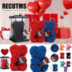 24cm Size Eternal Rose Bear Long Lasting Foam Flowers Rose Bear Artificial Rose Creative Design Artificial Flower Gift