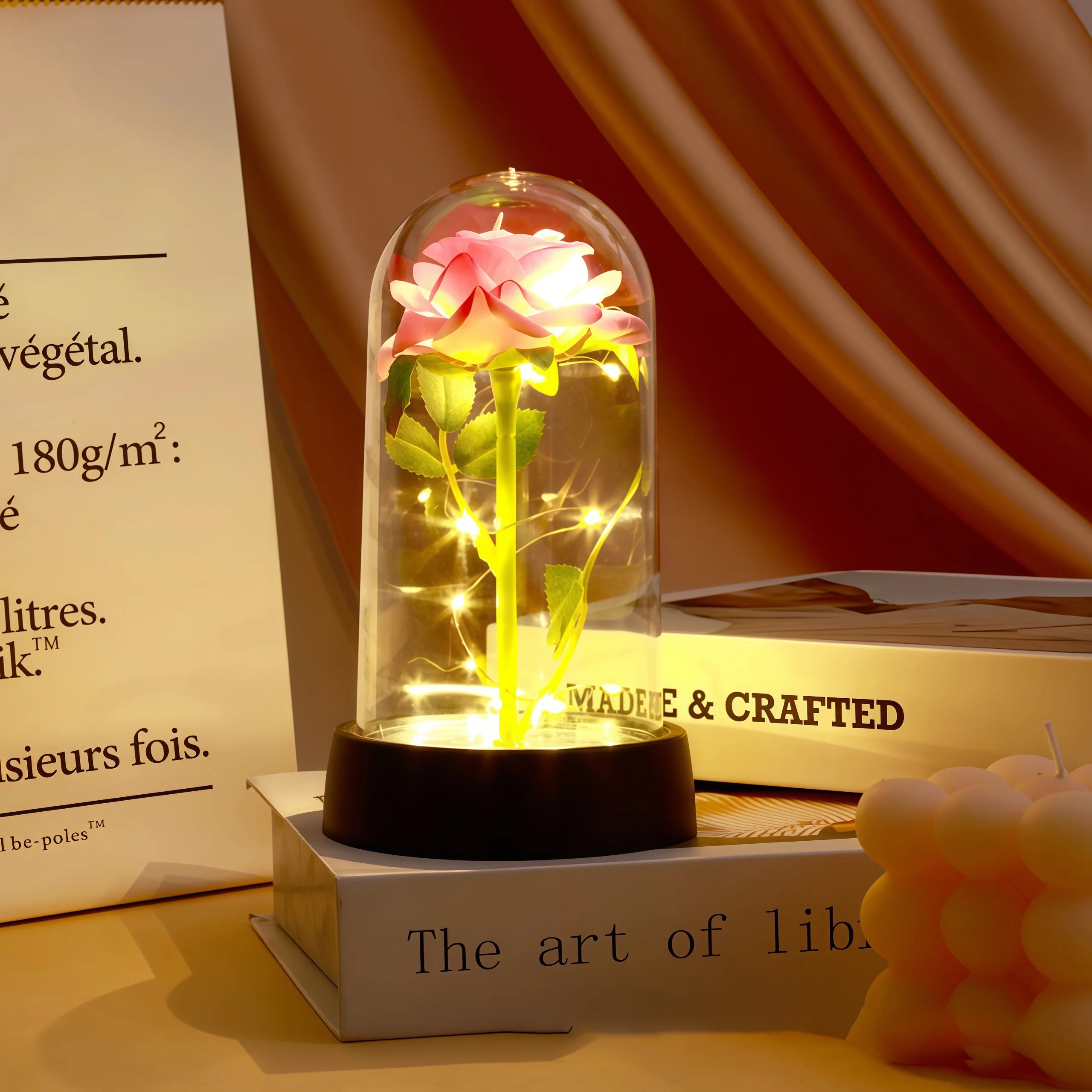 1pc Wedding Birthday Valentine Day Gift Eternal Rose Flower Colorful Luminous Ornament For Women Mom Girlfriend Wife Home Decora