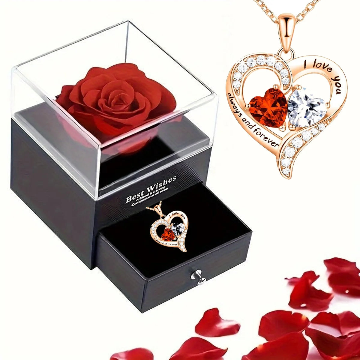 1 Set Romantic Red Roses Eternal Flower Gift Box - for Mother's Day, Valentine's, Birthdays for Wife, Lover, Daughter 