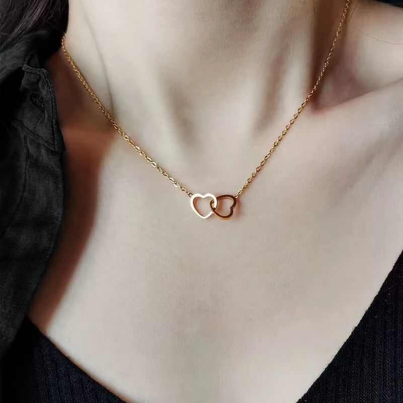 2025 New Eternal Real Rose Rotating box Double Heart Custom Engraved Name Steel Necklace for Valentines Birthday Jewelry Gift