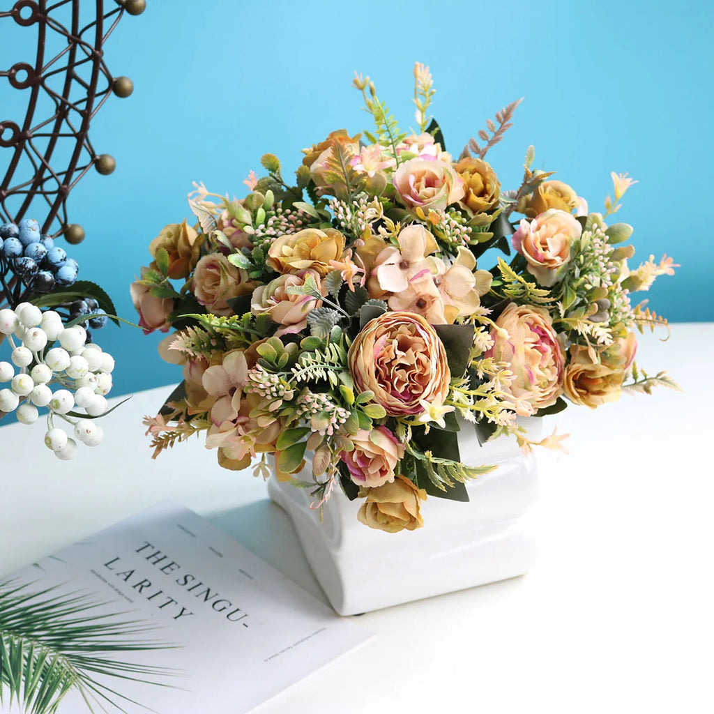 Ramo de Peonía y Rosa Otoño — 6 Colores, Hogar y Decoración de Boda