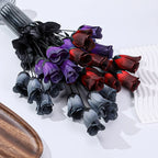 Ramo Gótico de Rosas de Seda — Rojo, Morado y Gris, Novia y Halloween