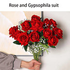 Silk Velvet Rose Artificial Flowers with Long Stems Real Touch Fake Silk Roses Florals for Wedding Bouquet Party Home Decor