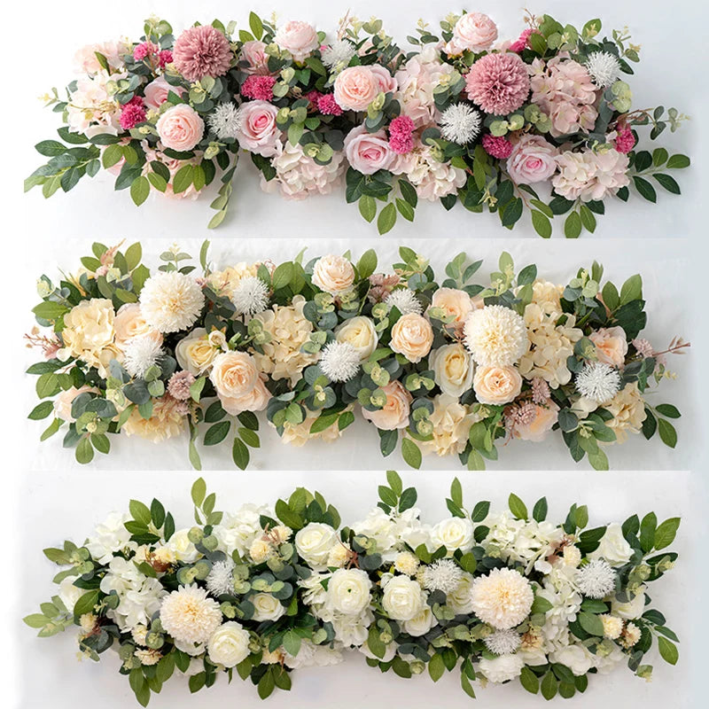 Fila de Rosas de Lujo 100cm — Centro de Mesa, Arco y Telón de Fondo para Bodas, 5 Colores