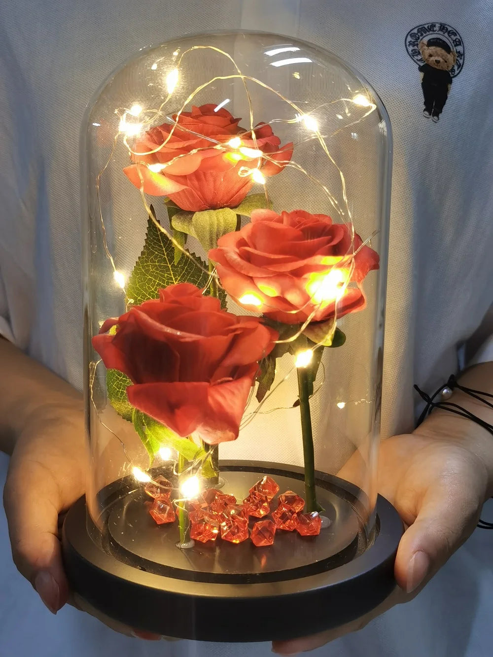 Save Forever Rose Lighted Glass Dome Eternal Beauty Rose Romantic Gifts for Her, Valentine's Day, Birthday, Christmas, Anniversa