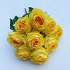 9 Heads Rose Artificial Flowers - Valentine’s Day Romantic Gift, Faux Blooms for Home Decor & Wedding Table Centerpieces