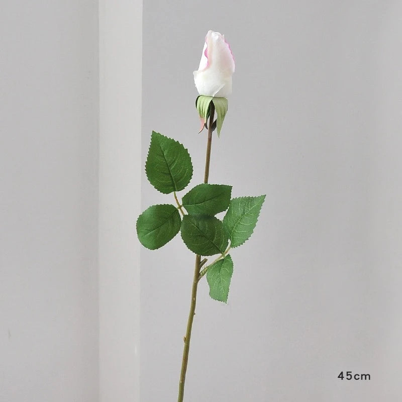 45CM Artificial Rose Bud with Moisturizing Touch Silk Flower for Home Living Room Entrance Decoration Photography Prop