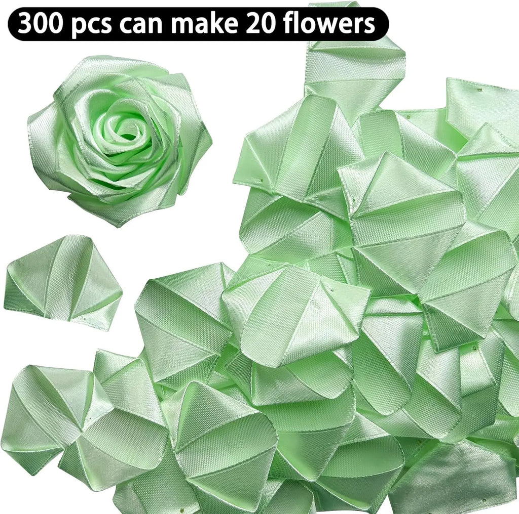 Yannew 300pcs Premade Handcrafted Silk Rose Petals for DIY Eternal Rose Flowers Bouquets with Stem Leaf Birthday Gifts for Women