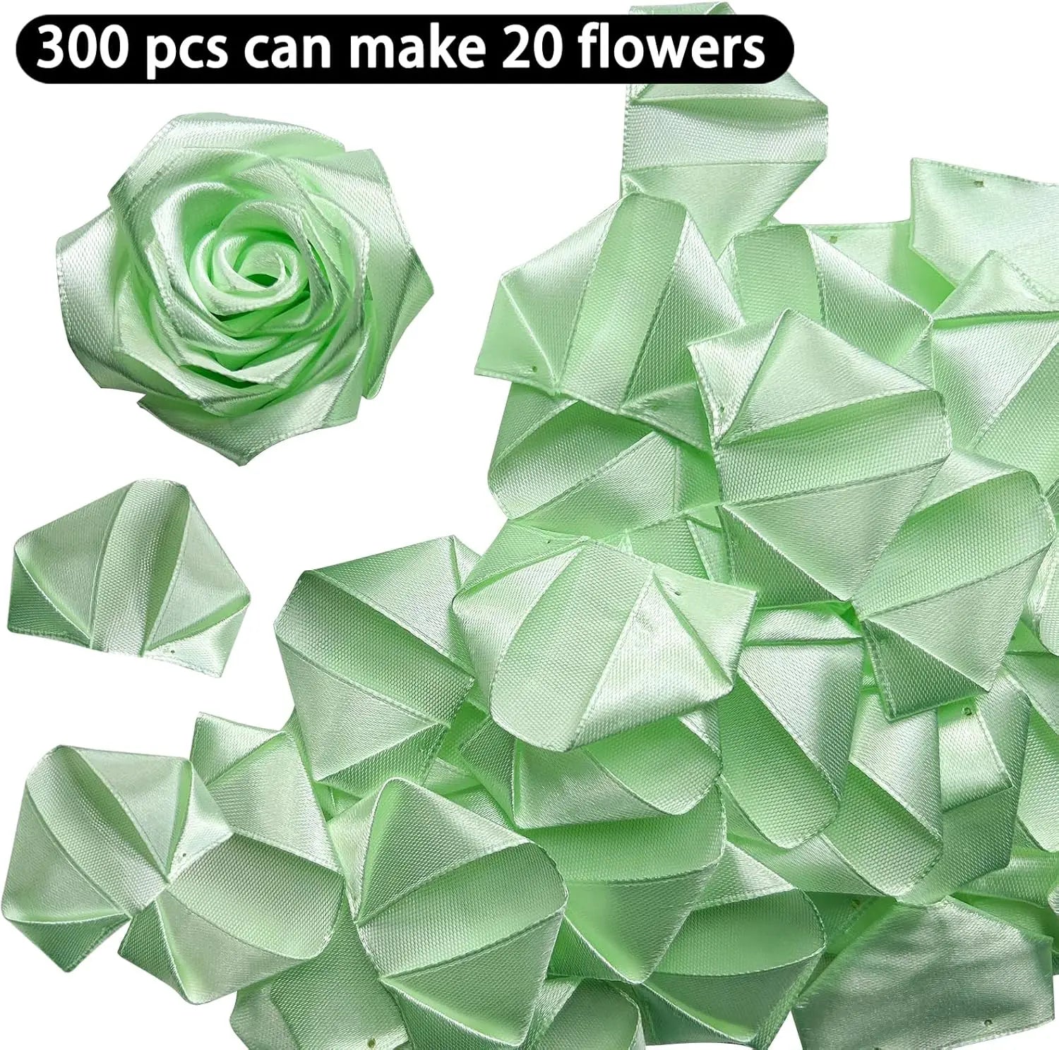 Yannew 300pcs Premade Handcrafted Silk Rose Petals for DIY Eternal Rose Flowers Bouquets with Stem Leaf Birthday Gifts for Women