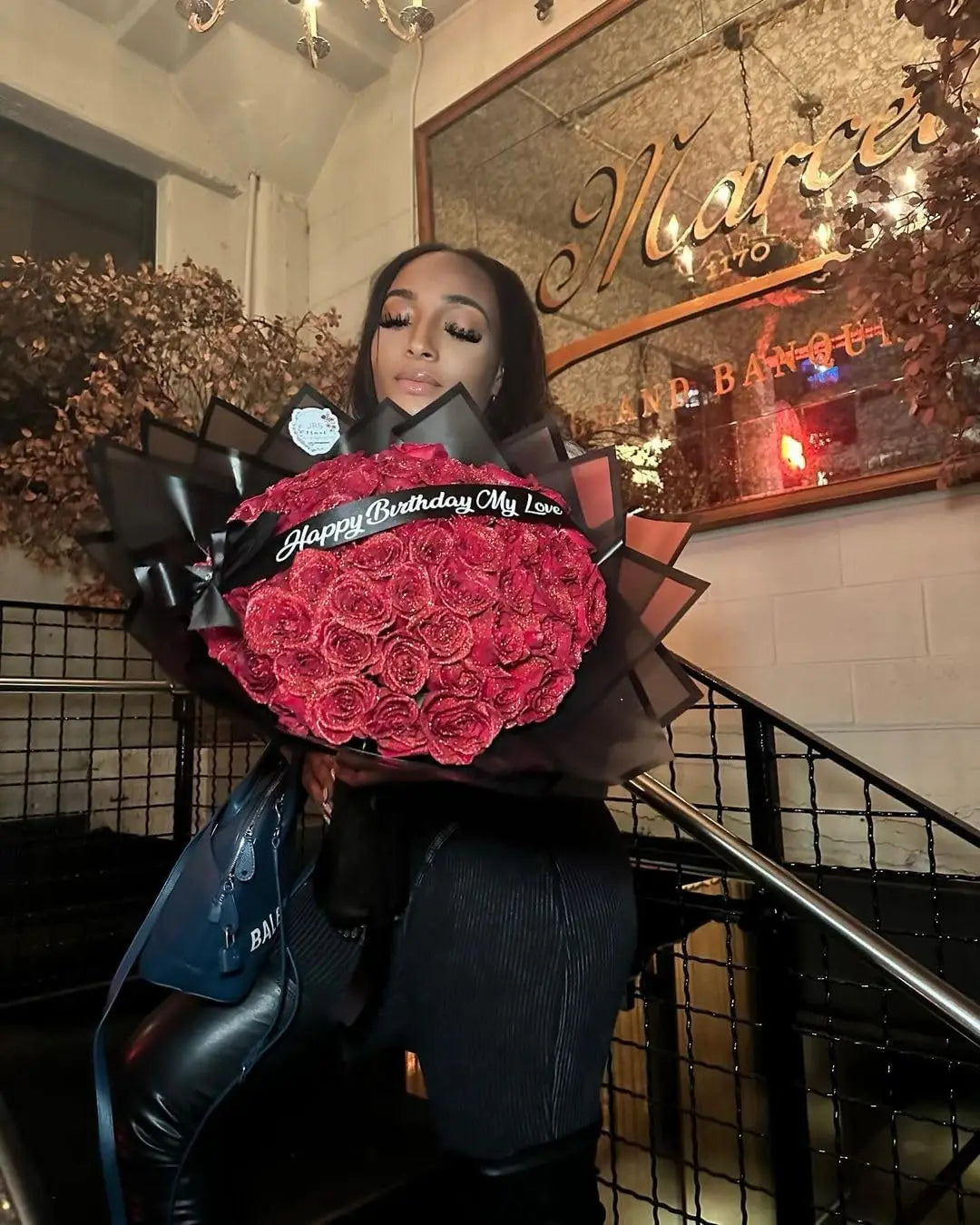 Glitter Artificial Eternal Red Rose Bouquet Forever Roses Flower Bouquet Silk Fake Rose Flower Valentine's Day Birthday Gift