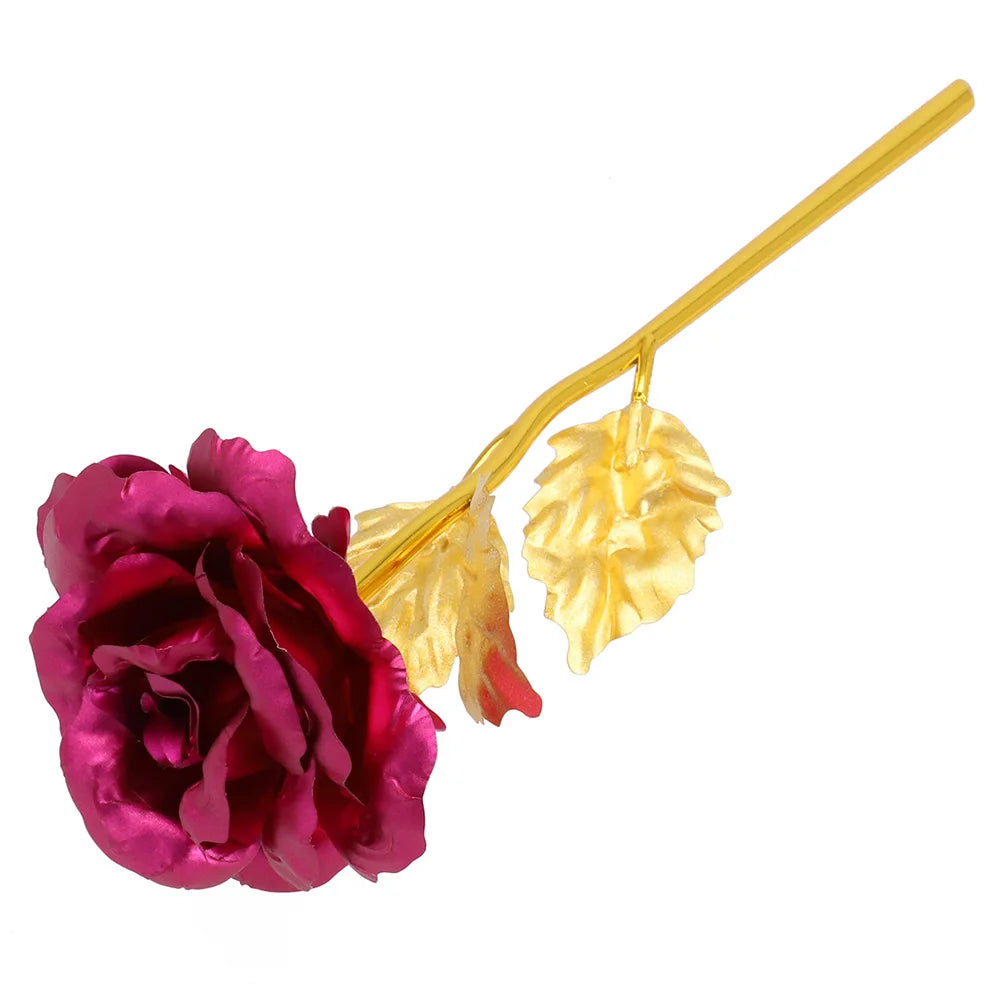 24K Eternal Rose Artificial Flowers Foil Plated Gold Rose Wedding Valentine's Day Decoration Mother's Day Gifts Fake Flower
